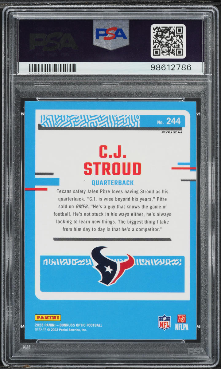2023 Panini Donruss Optic Teal Velocity CJ Stroud ROOKIE #244 PSA 9 MINT