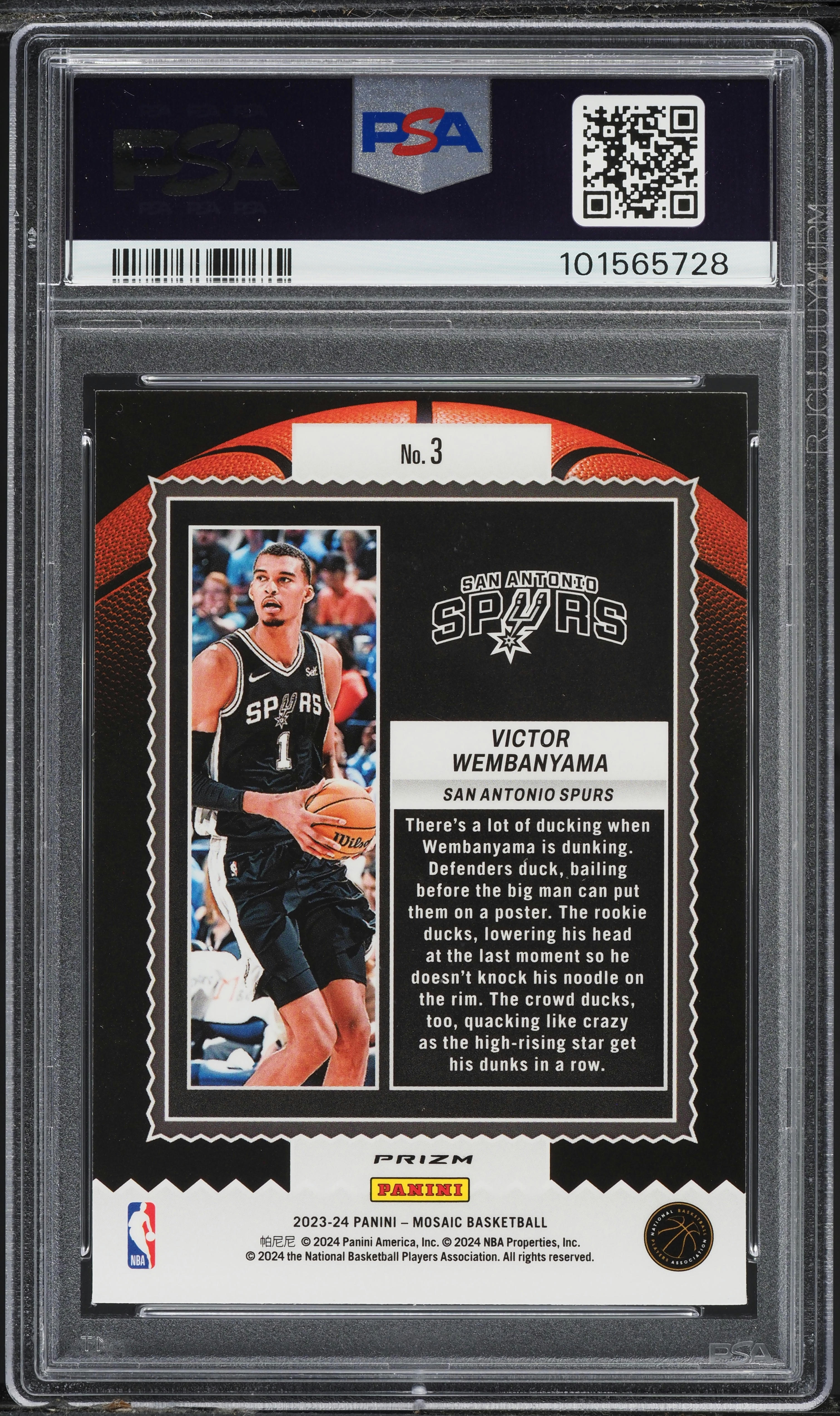 2023 Panini Mosaic Jam Masters Victor Wembanyama ROOKIE #3 PSA 10