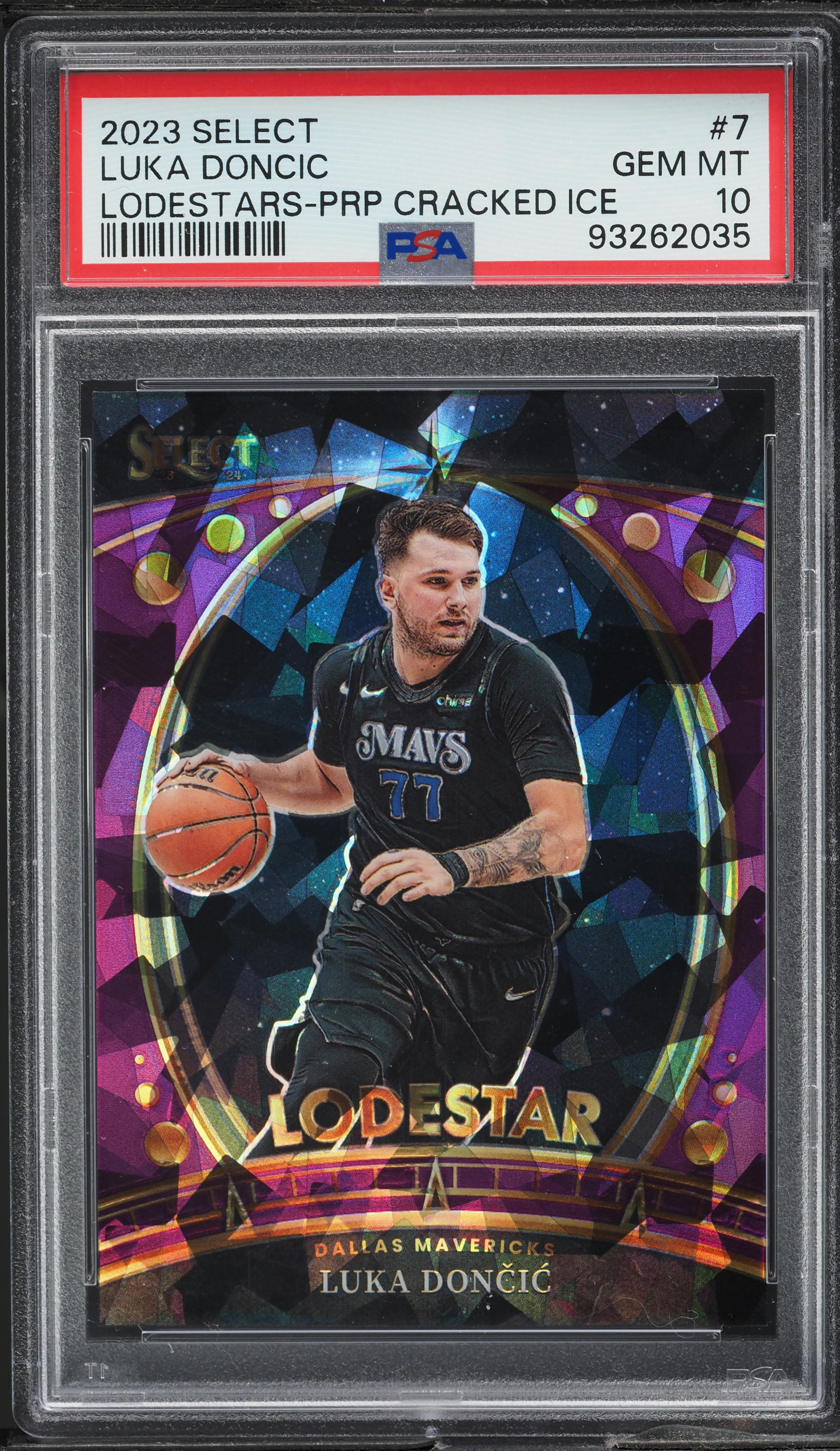 2023 Select Lodestars Purple Cracked Ice Luka Doncic /75 #7 PSA 10
