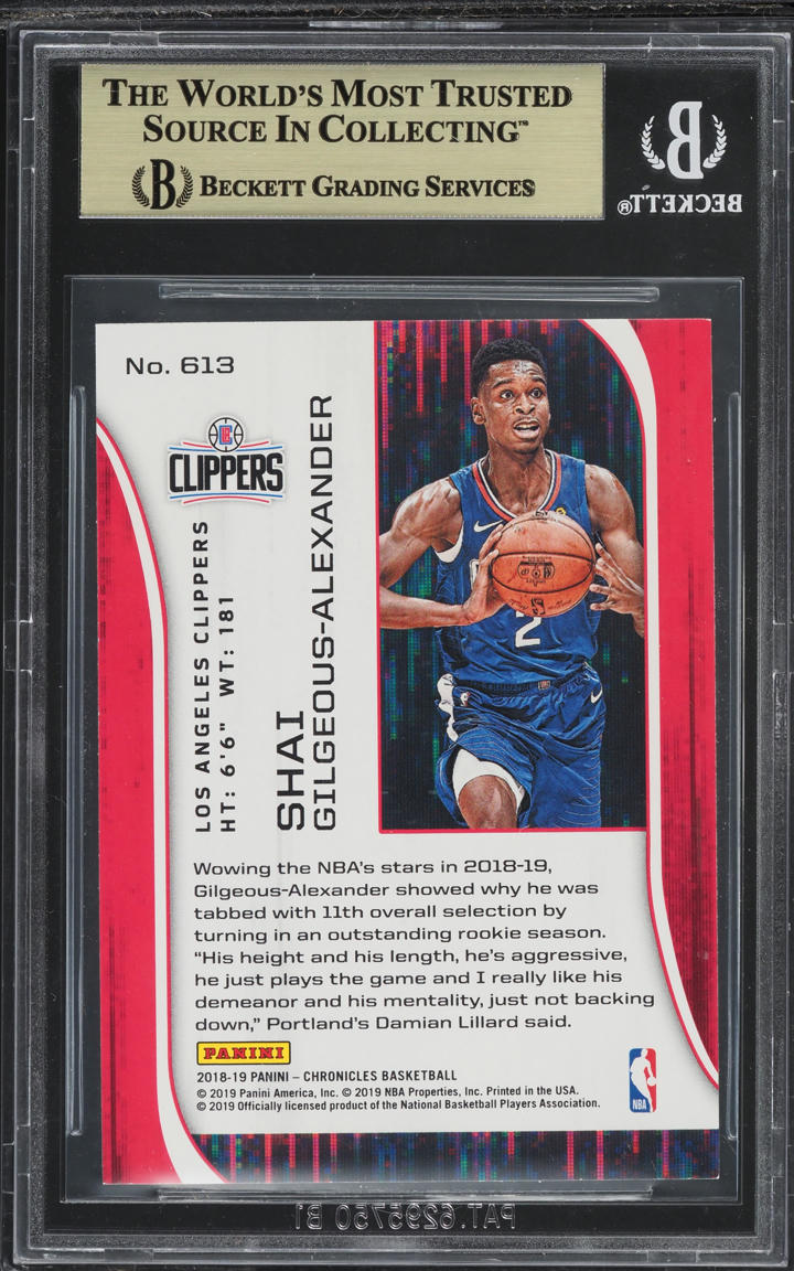 2018 Panini Chronicles Rookies & Stars Shai Gilgeous-Alexander RC #613 BGS 9.5