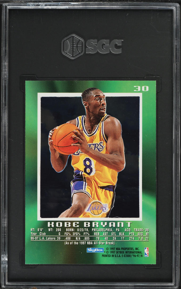 1996 Skybox E-X 2000 Kobe Bryant ROOKIE #30 SGC 7.5 NRMT+