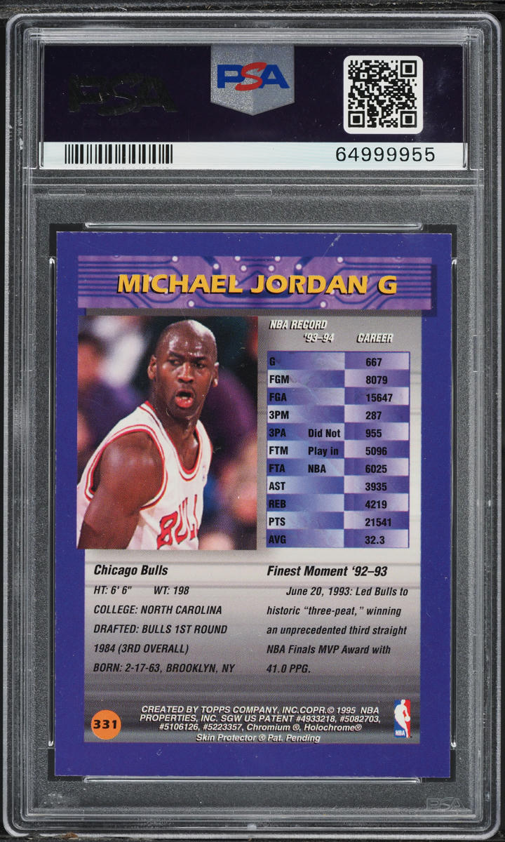 1994 Finest Refractor w/ Coating Michael Jordan #331 PSA 6 EXMT