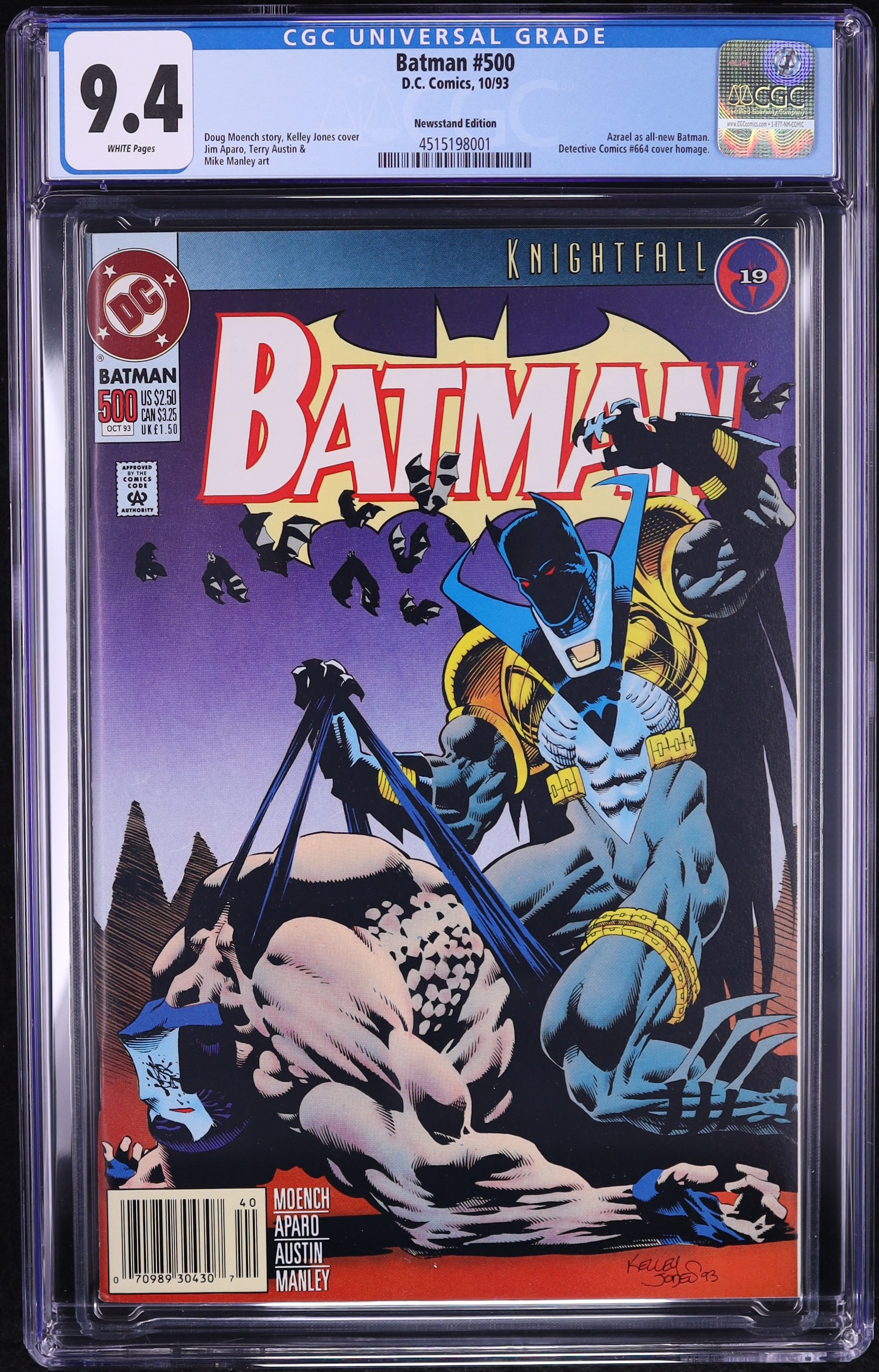 Batman #500 (D.C. Comics, 1993) CGC 9.4 White Pages on Fanatics