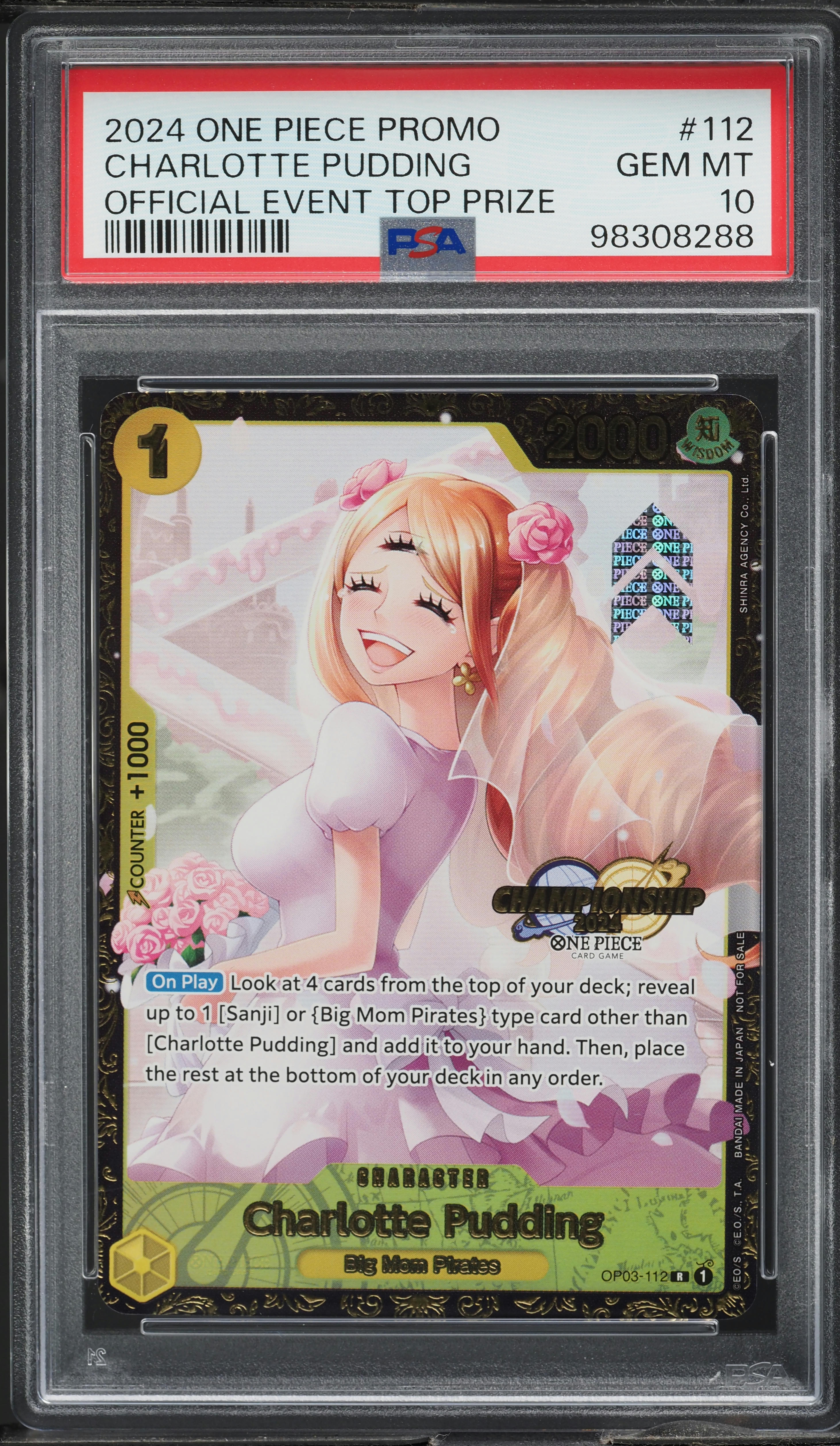 2024 One Piece Promo Official Event Top Prize Charlotte Pudding