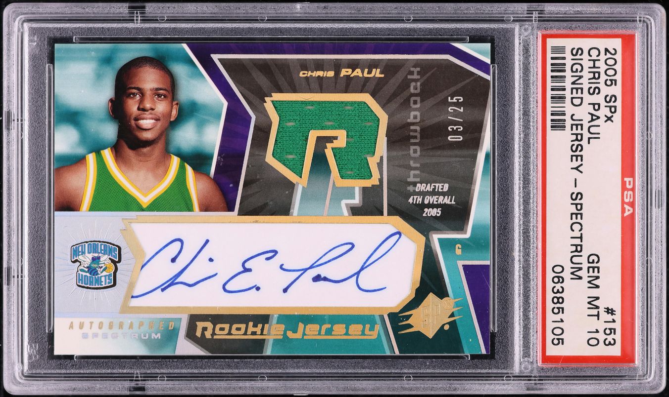 2005 SPx Spectrum Chris Paul ROOKIE PATCH AUTO JERSEY # 3/25 #153