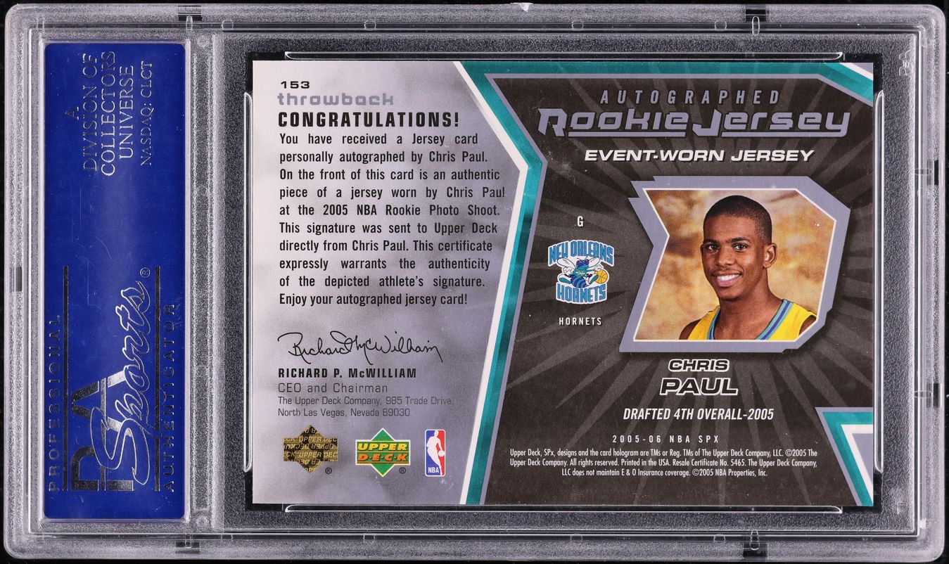 2005 SPx Spectrum Chris Paul ROOKIE PATCH AUTO JERSEY # 3/25 #153