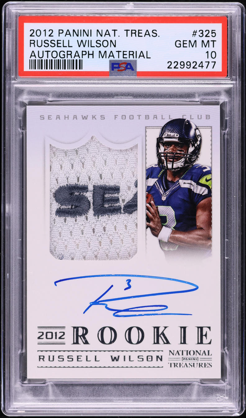 2012 National Treasures Russell Wilson ROOKIE PATCH AUTO /99 PSA