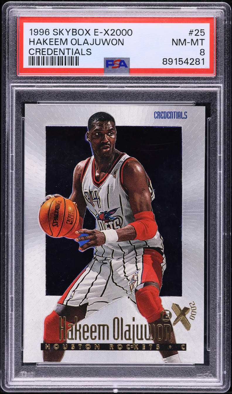 1996 Skybox E-X2000 Credentials Hakeem Olajuwon /499 #25 PSA 8 NM-MT