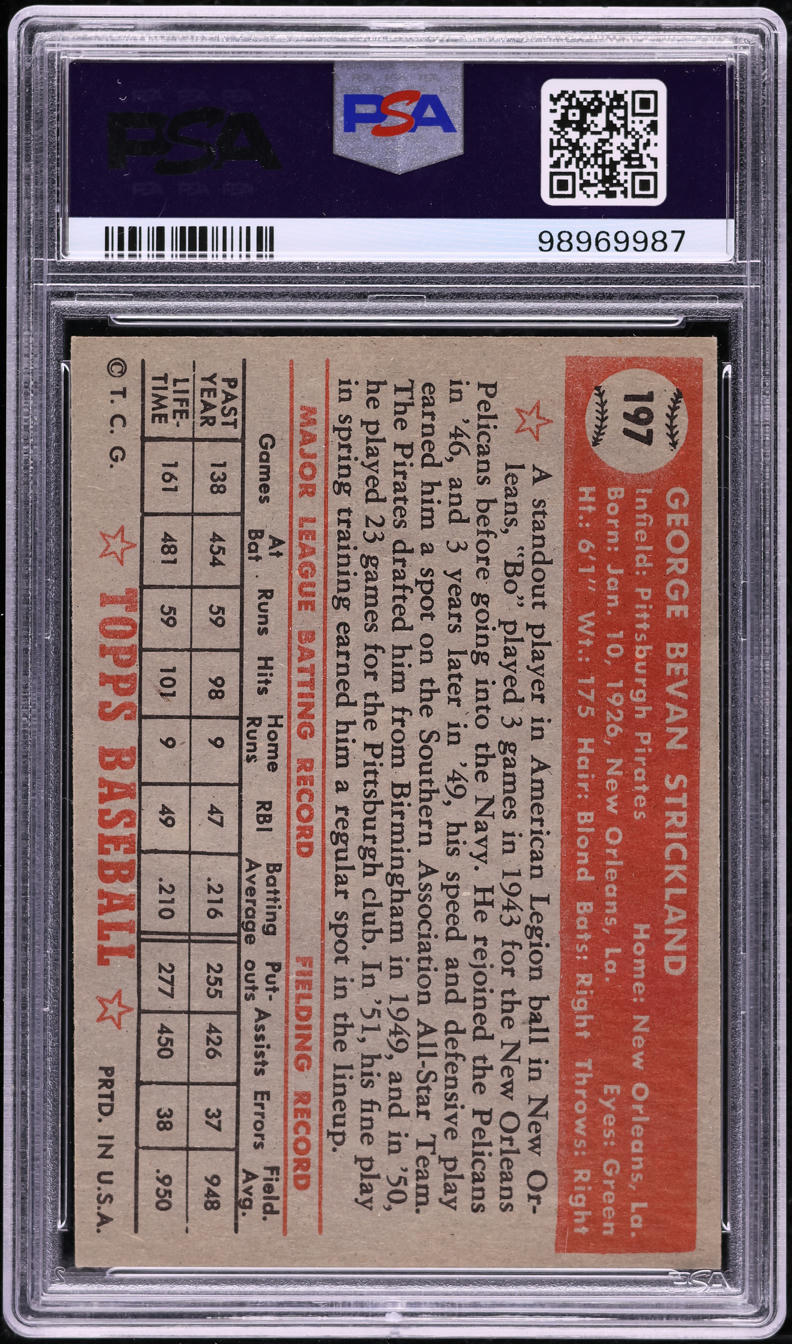 1952 Topps George Strickland #197 PSA 8 NM-MT