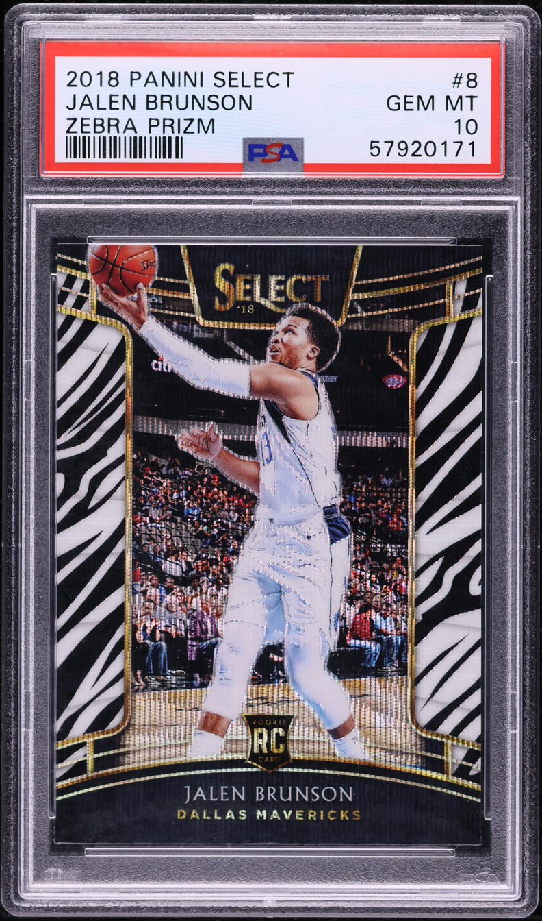 2018 Select Concourse Zebra Prizm Jalen Brunson ROOKIE #8 PSA 10 GEM MINT