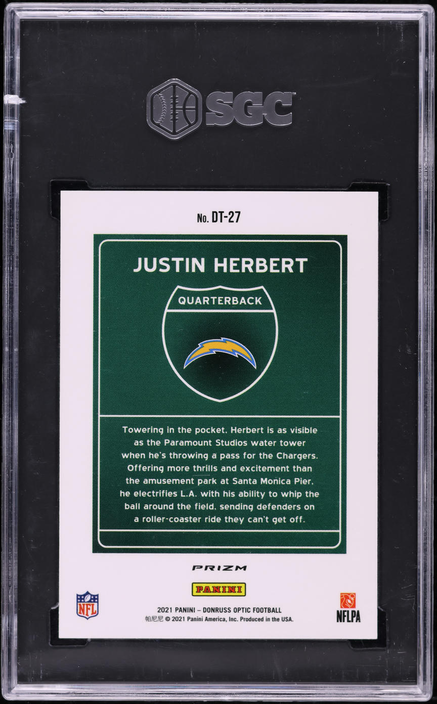 2021 Donruss Optic Downtown Justin Herbert #DT-27 SGC 9.5 MINT+