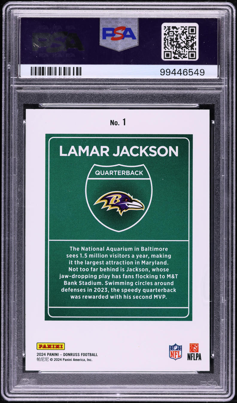 2024 Donruss Downtown Lamar Jackson #1 PSA 10 GEM MINT