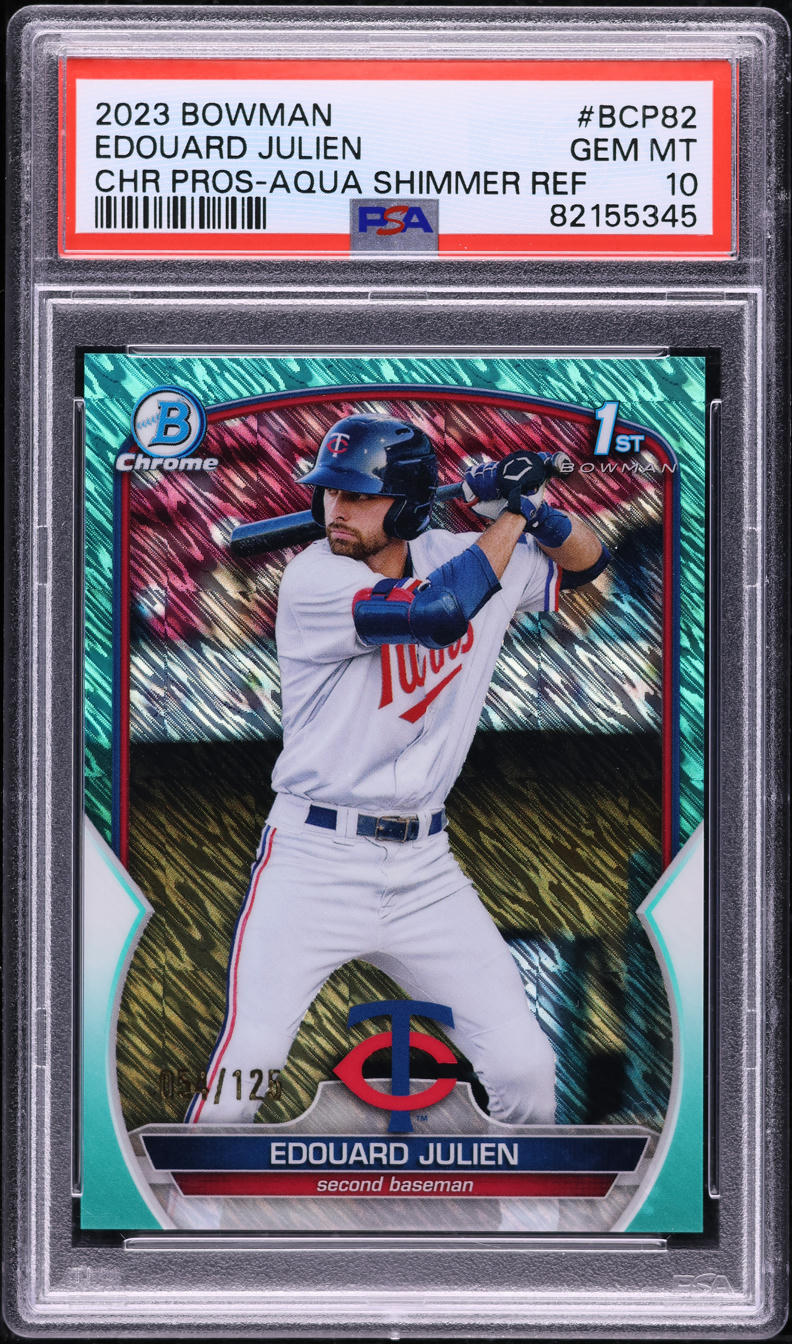 2023 Bowman Chrome Aqua Shimmer Edouard Julien RC /125 #BCP82 PSA 10 GEM MINT
