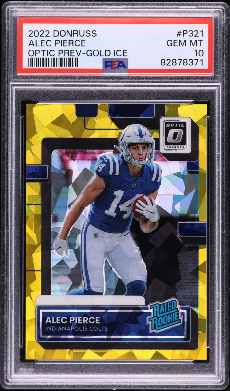 2022 Donruss Optic Preview Gold Ice Alec Pierce ROOKIE /10 #P321 PSA 10 GEM MINT