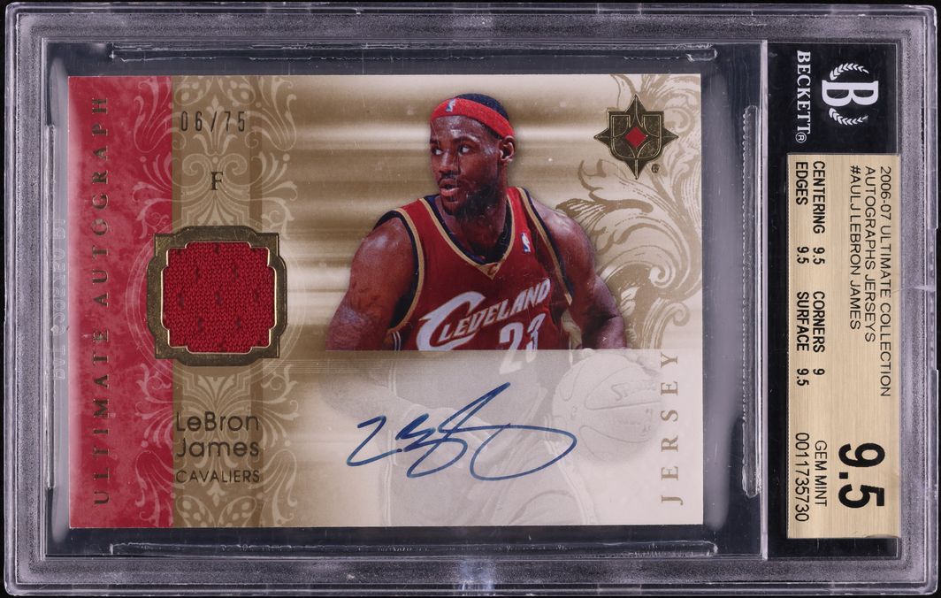 2006 Ultimate Collection LeBron James PATCH AUTO JSY 6/75 #AULJ BGS 9.5 GEM MINT