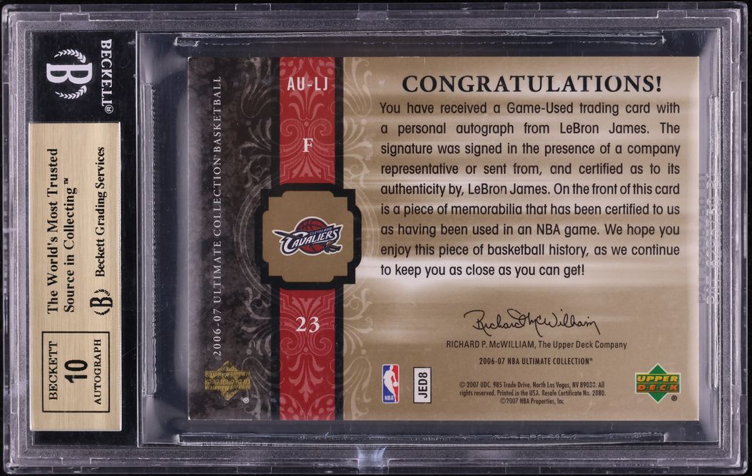 2006 Ultimate Collection LeBron James PATCH AUTO JSY 6/75 #AULJ BGS 9.5 GEM MINT