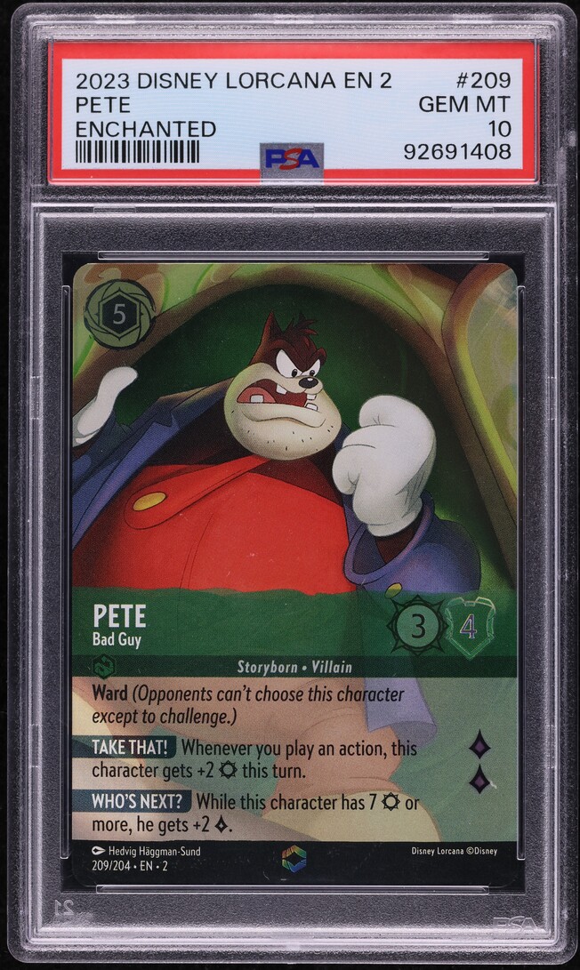 2023 Disney Lorcana Rise Of The Floodborn Enchanted Pete #209 PSA 10 GEM MINT