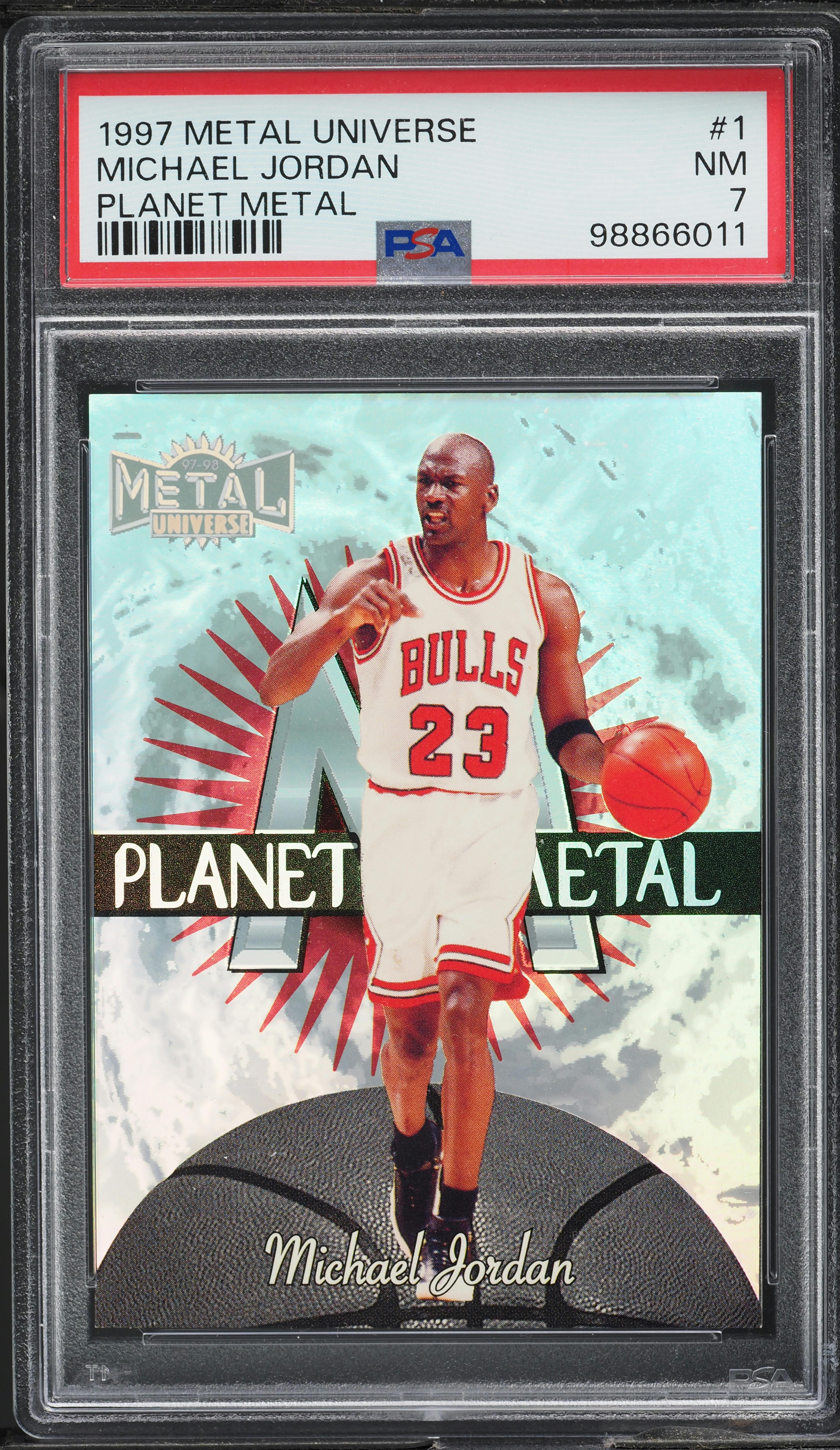 1997 Metal Universe Planet Michael Jordan #1 PSA 7 NRMT on