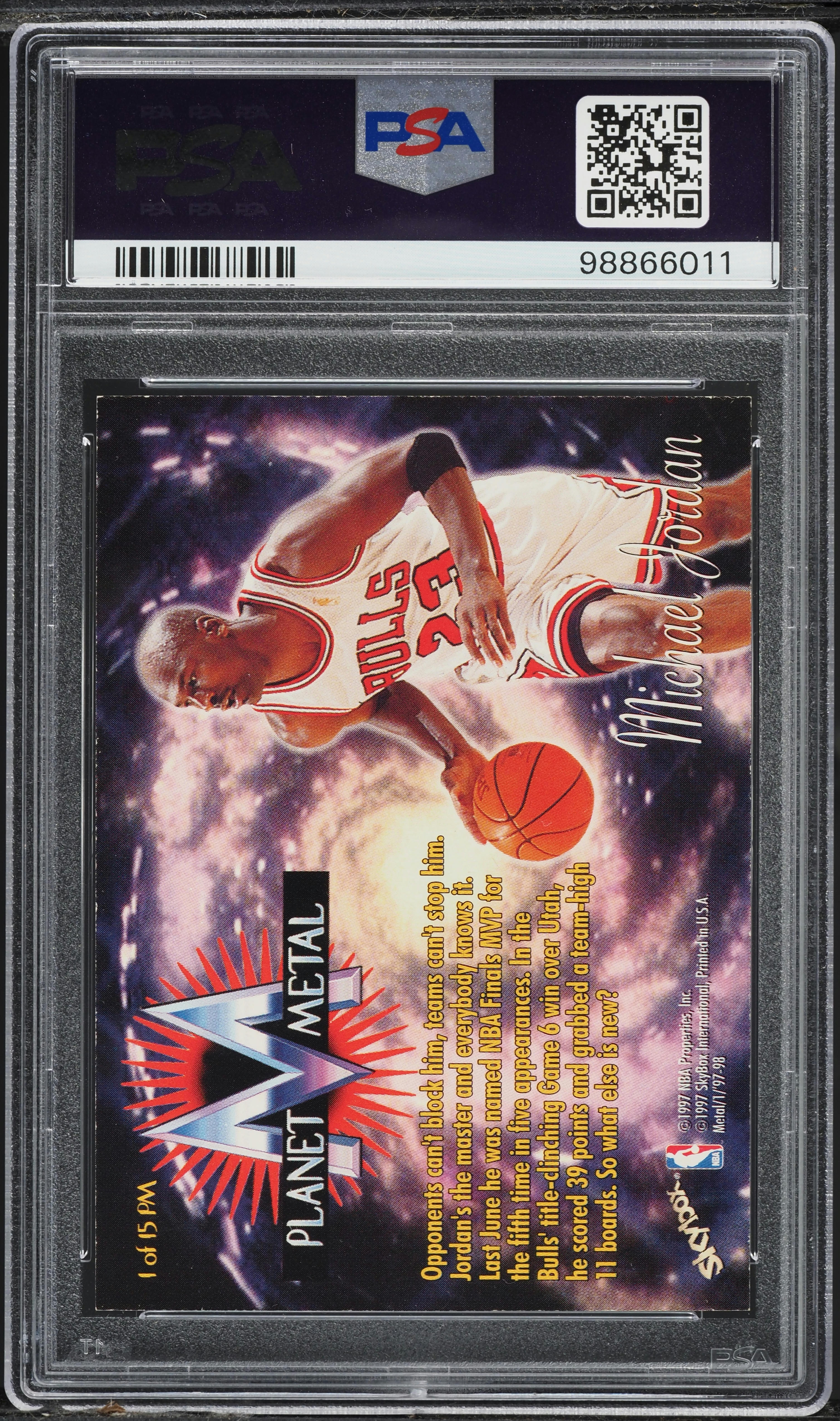 1997 Metal Universe Planet Michael Jordan #1 PSA 7 NRMT on