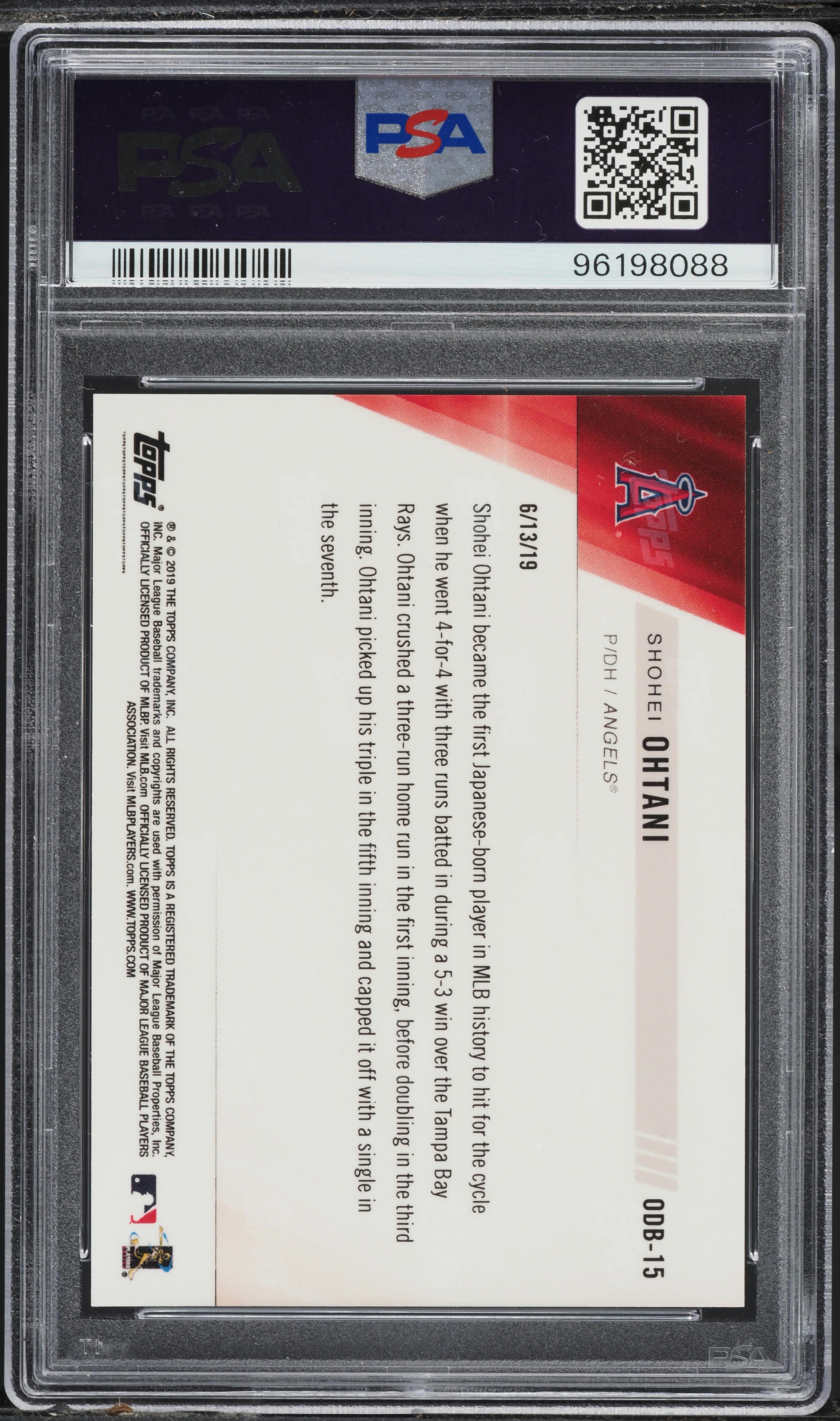 2019 Topps Now Road to Opening Day Bonus Shohei Ohtani #ODB15 PSA 