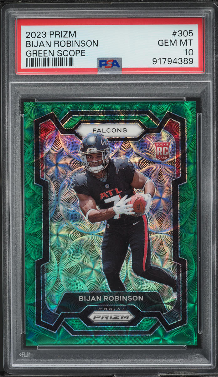 2023 Panini Prizm Green Scope Bijan Robinson ROOKIE /75 #305 PSA 10 GEM MINT