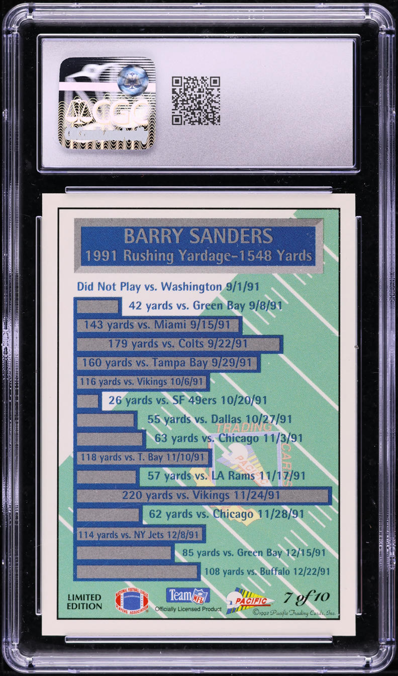 1992 Pacific Prism Barry Sanders #7 CGC 10 GEM MINT on Fanatics