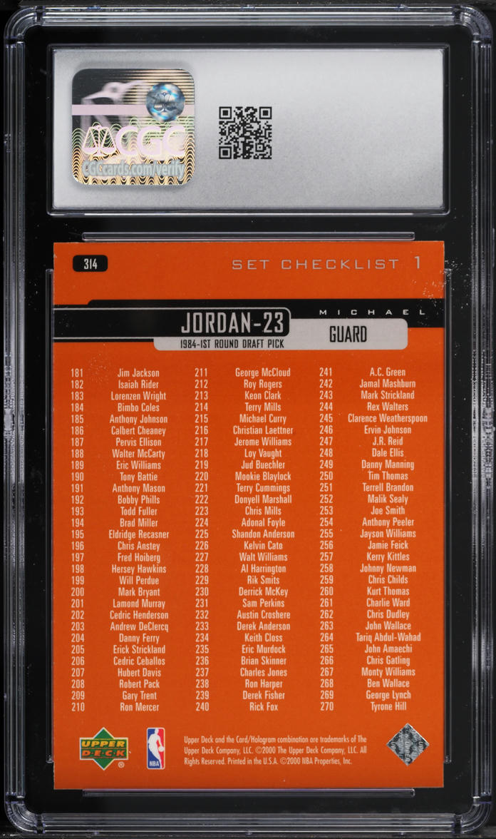 1999 Upper Deck Checklist Michael Jordan #314 CGC 8 NM-MT