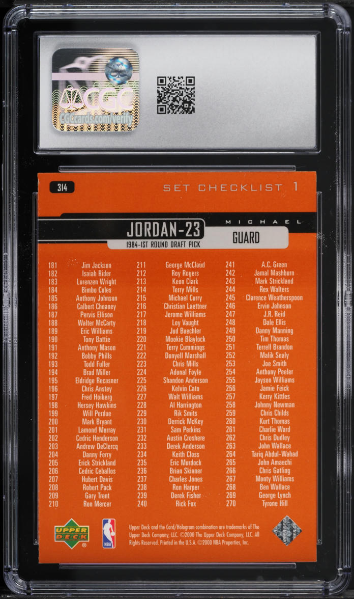 1999 Upper Deck Checklist Michael Jordan #314 CGC 8 NM-MT