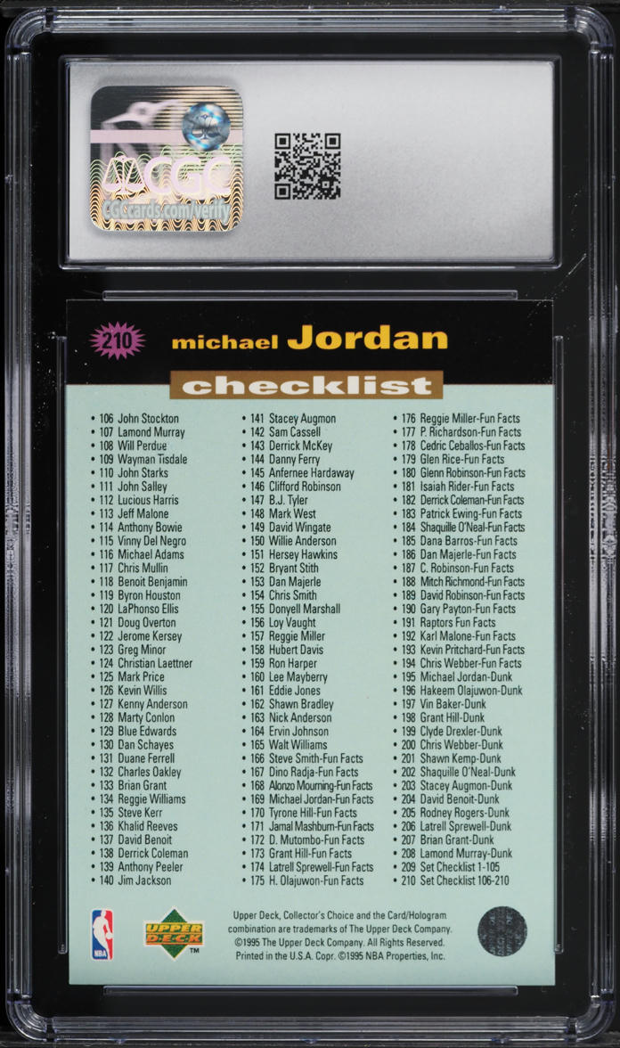 1995 Collector's Choice Checklist Michael Jordan #210 CGC 8 NM-MT