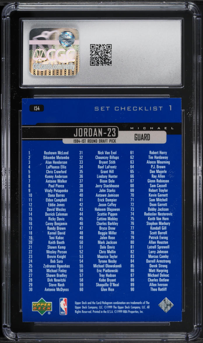 1999 Upper Deck Basketball Michael Jordan #154 CGC 8 NM-MT