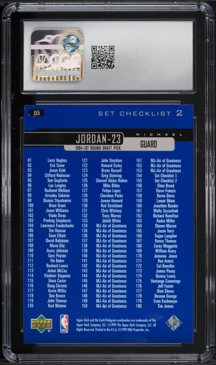 1999 Upper Deck Basketball Michael Jordan #155 CGC 8 NM-MT