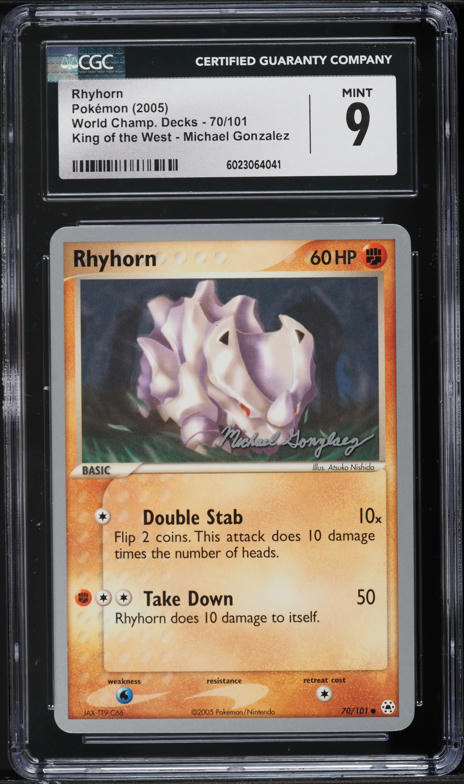 2005 Pokemon World Championships Promo Michael Gonzalez Rhyhorn #70 CGC 9 MINT