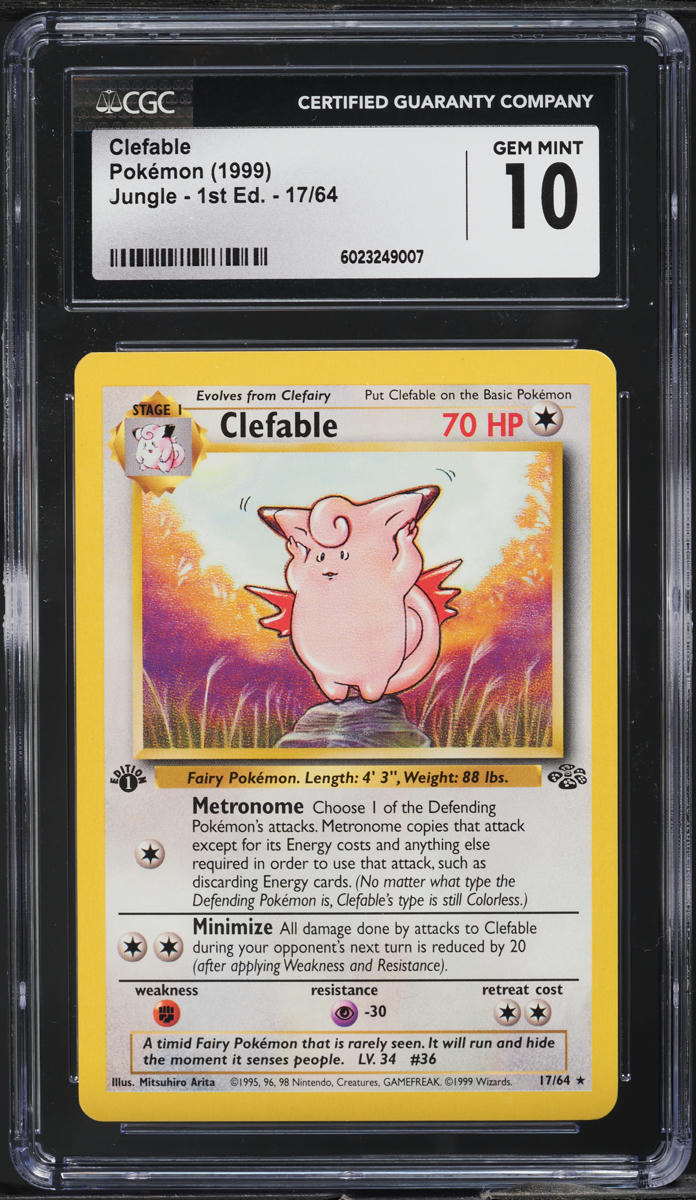 1999 Pokemon Jungle 1st Edition Clefable #17 CGC 10 GEM MINT
