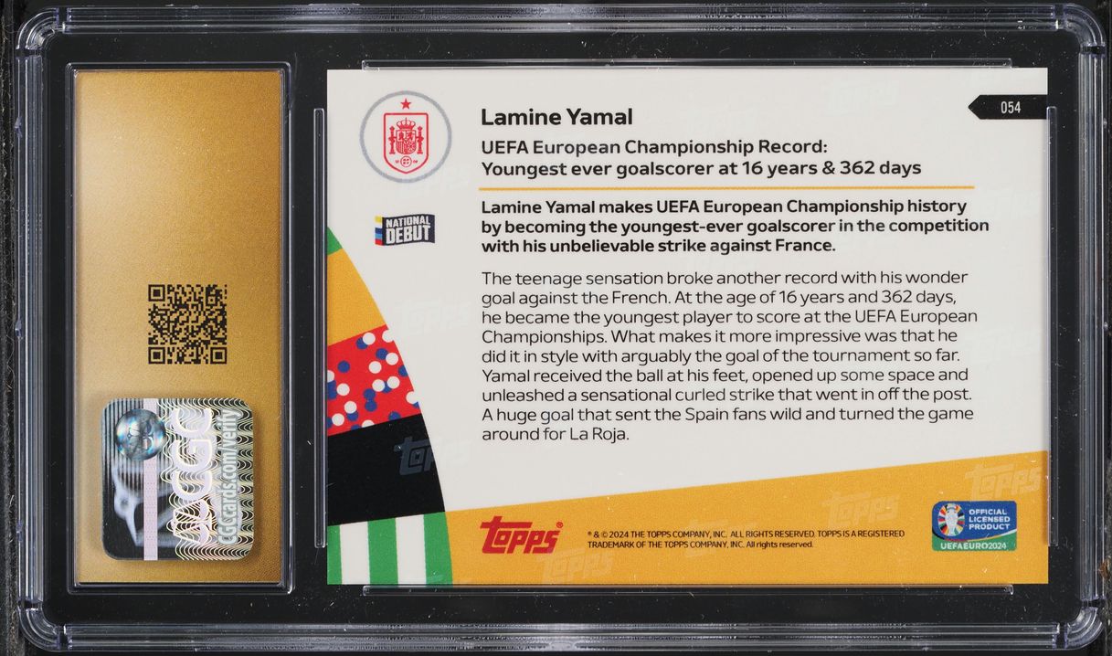 2024 Topps Now UEFA Euro Lamine Yamal ROOKIE #54 CGC 10 PRISTINE
