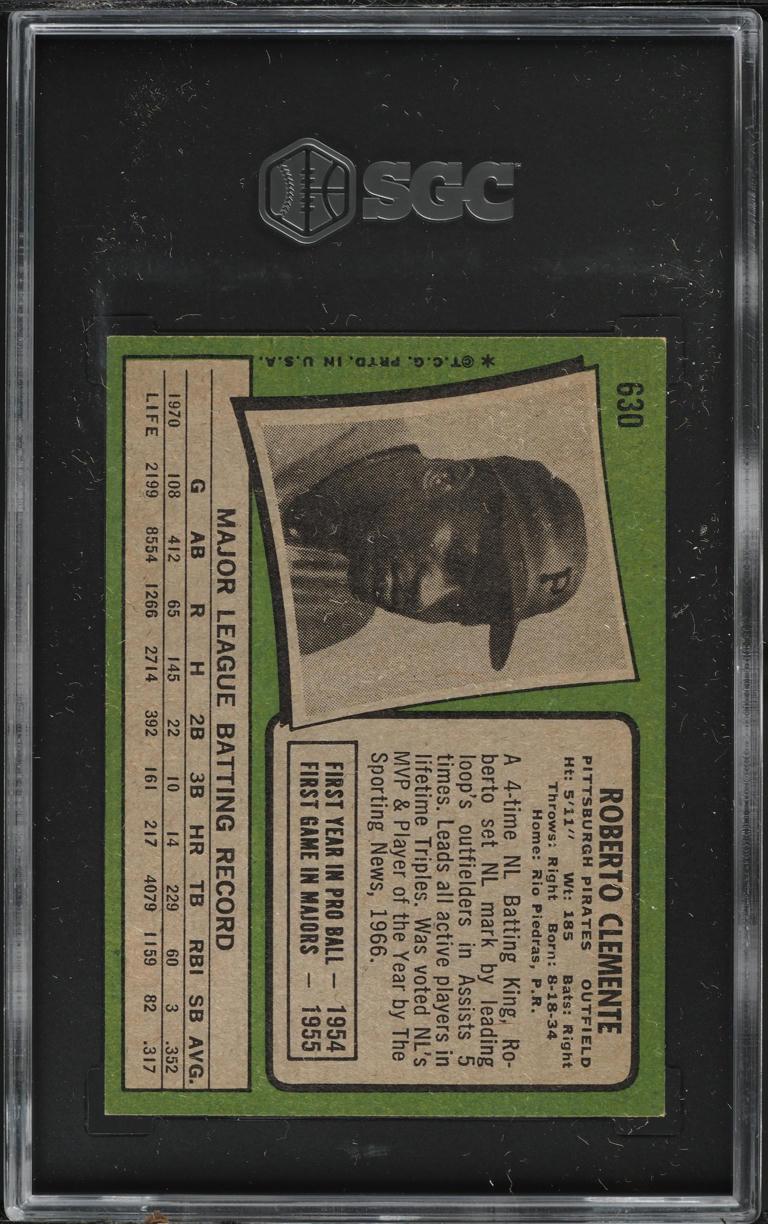 1971 Topps Roberto Clemente #630 SGC 6 EXMT