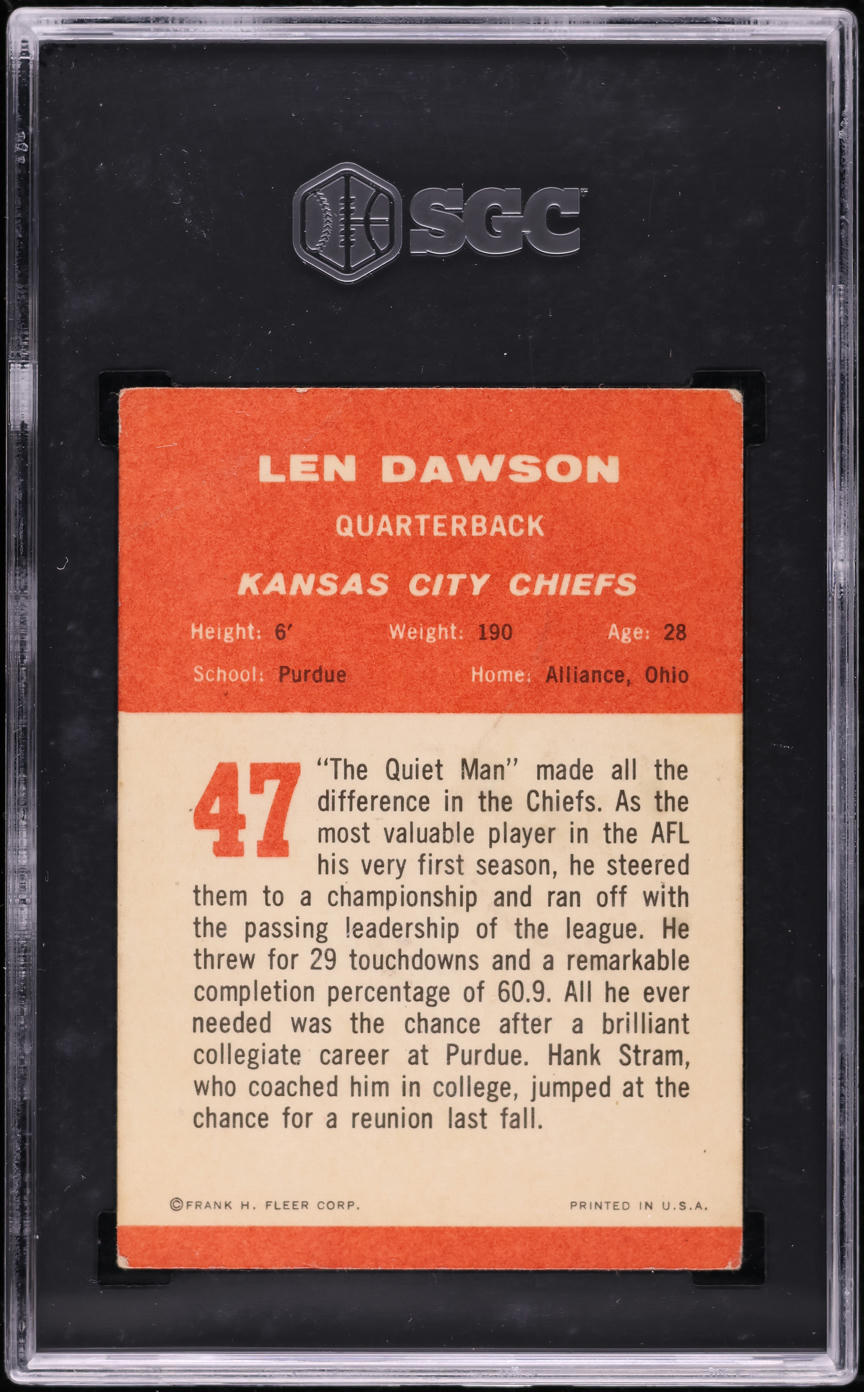 1963 Fleer Football Len Dawson ROOKIE #47 SGC 1.5 FR