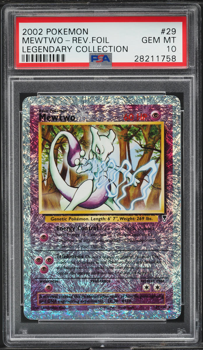 2002 Pokemon Legendary Collection Reverse Foil Mewtwo #29 PSA 10 GEM MINT