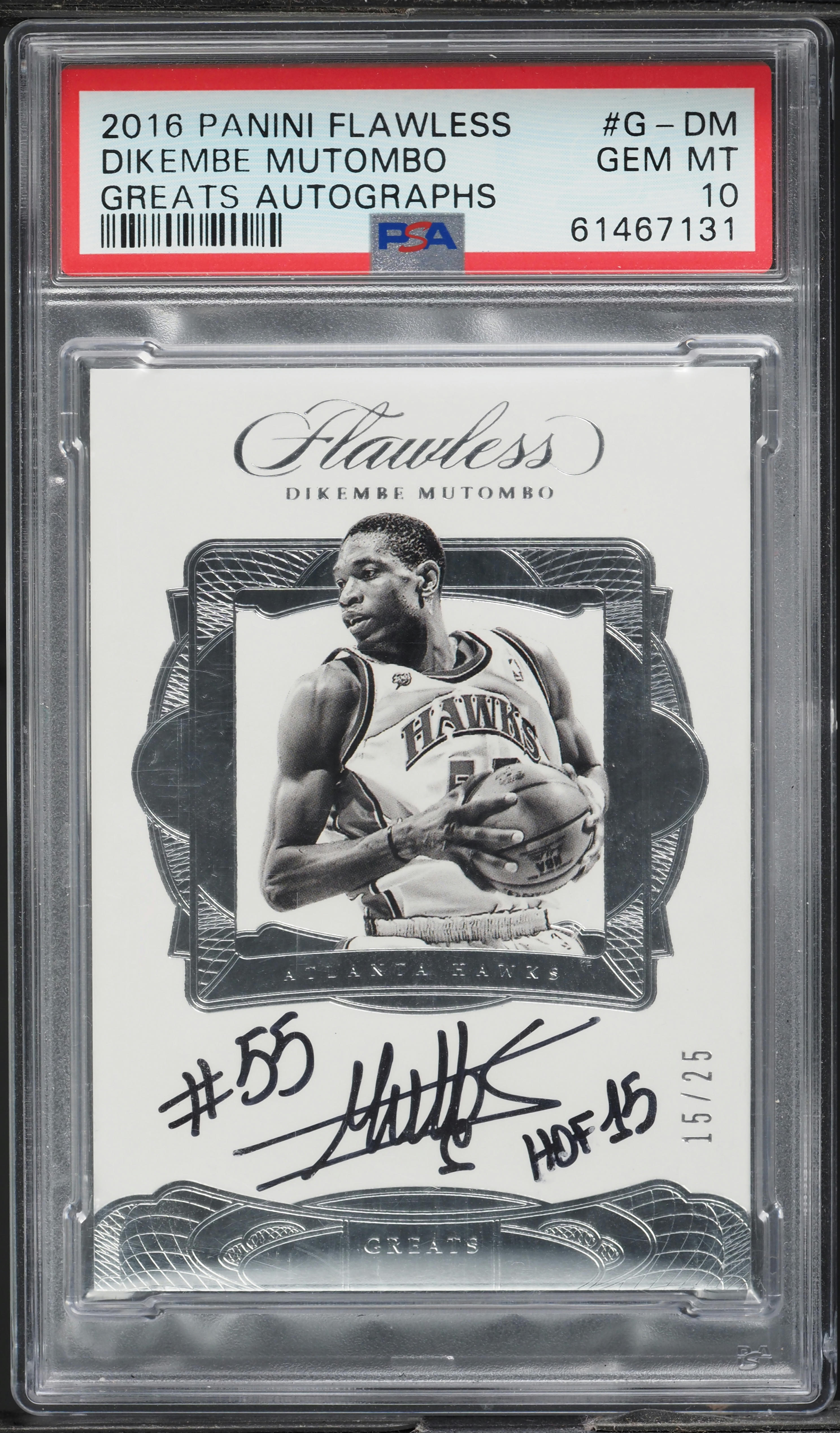 2016 Panini Flawless Greats Dikembe Mutombo AUTO /25 #G-DM PSA 10 