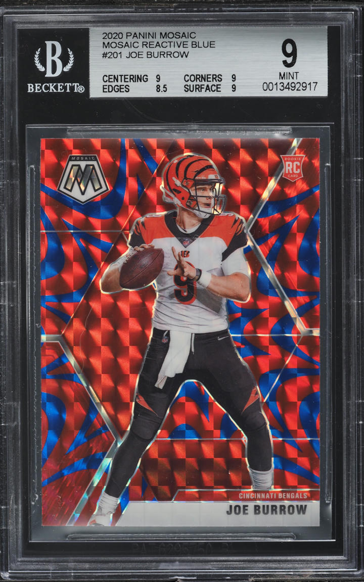 2020 Panini Mosaic Reactive Blue Joe Burrow ROOKIE #201 BGS 9 MINT