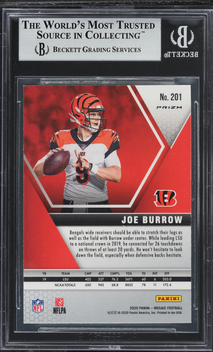 2020 Panini Mosaic Reactive Blue Joe Burrow ROOKIE #201 BGS 9 MINT
