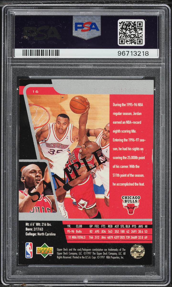 1996 SP Sample Michael Jordan #16 PSA 6 EXMT
