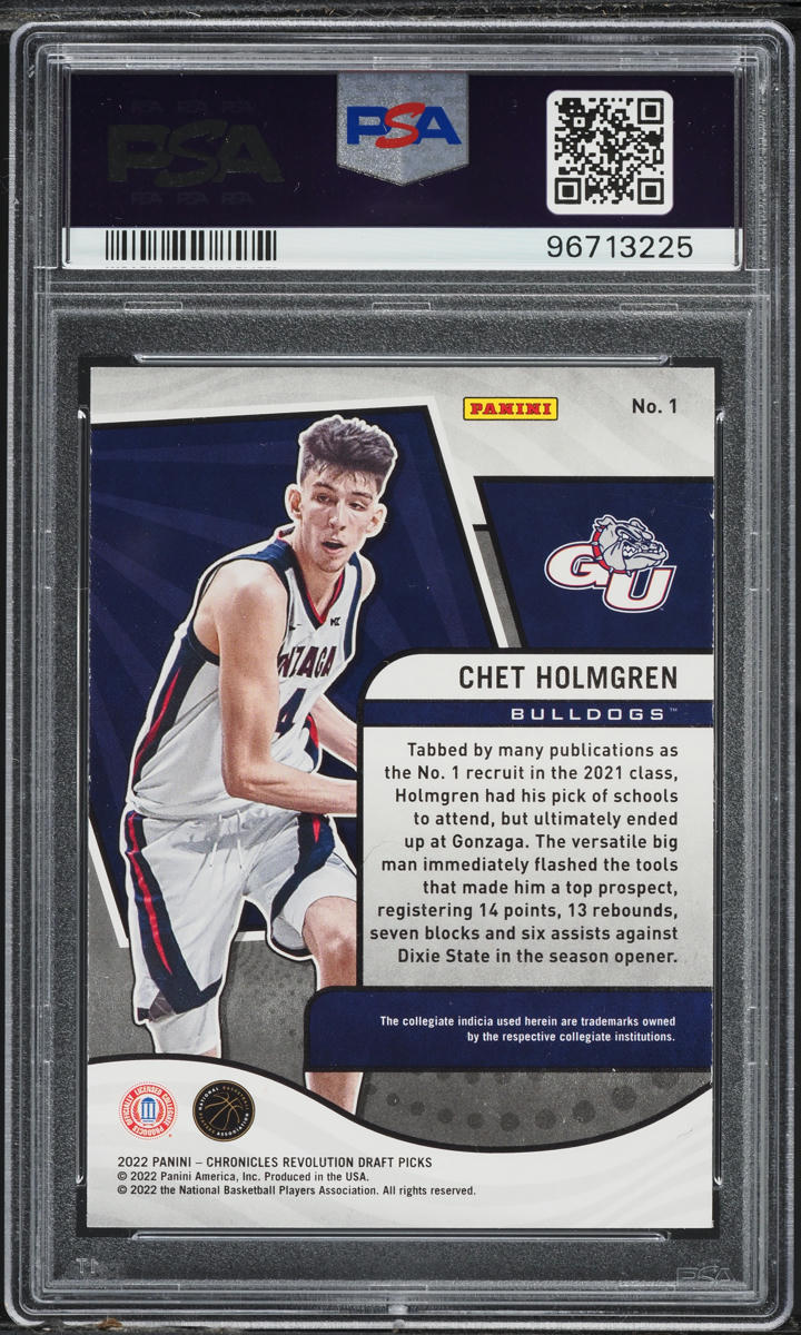 2022 Panini Chronicles Draft Picks Revolution Chet Holmgren ROOKIE #1 PSA 8