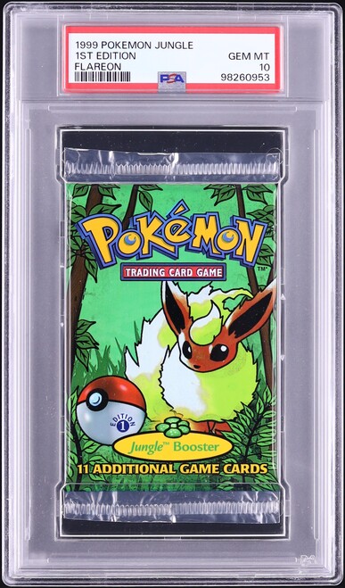 1999 Pokemon Jungle 1st Edition Booster Pack Flareon Art PSA 10 GEM MINT