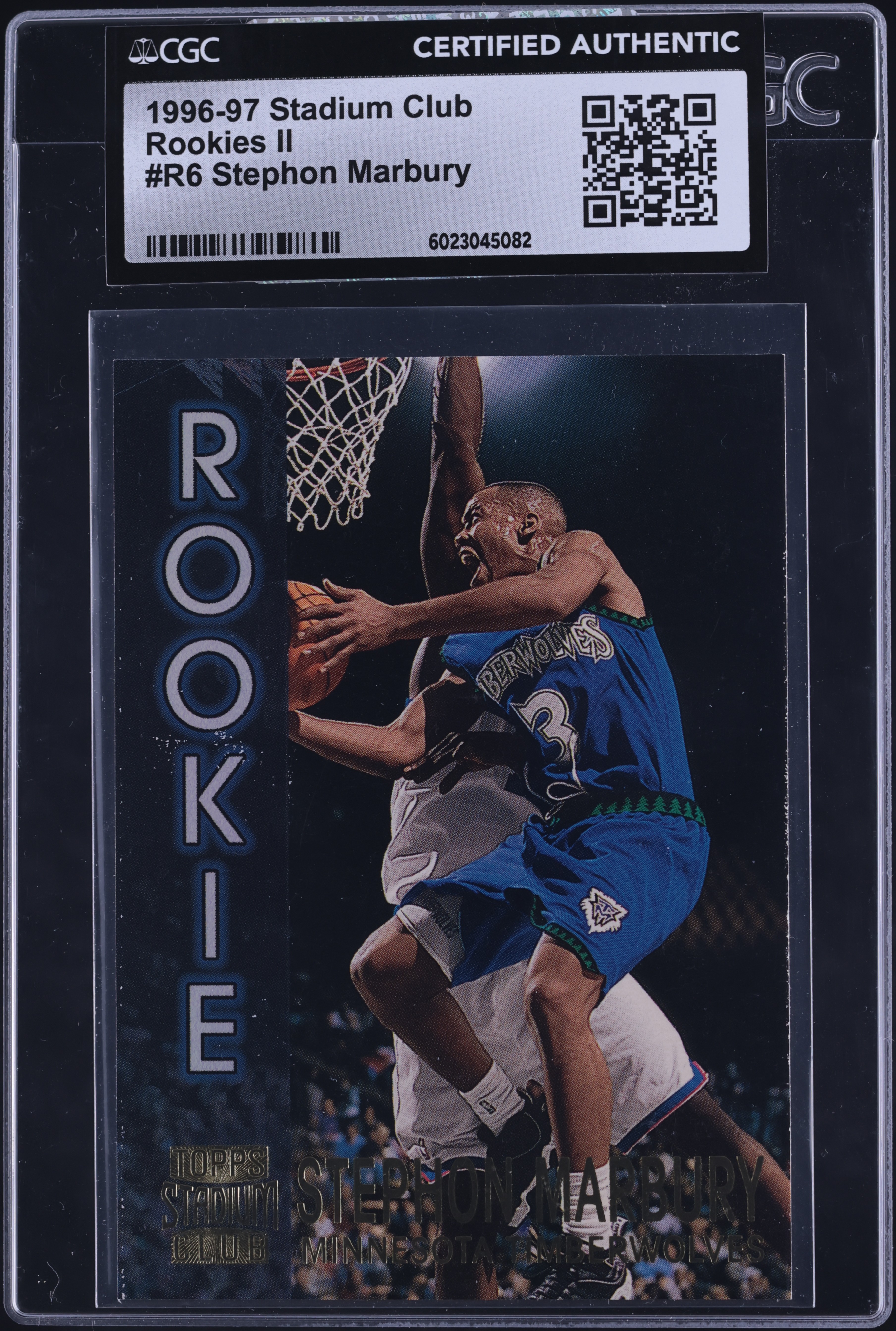 1996 Stadium Club 2 Stephon Marbury ROOKIE #R6 CGC AUTH on 