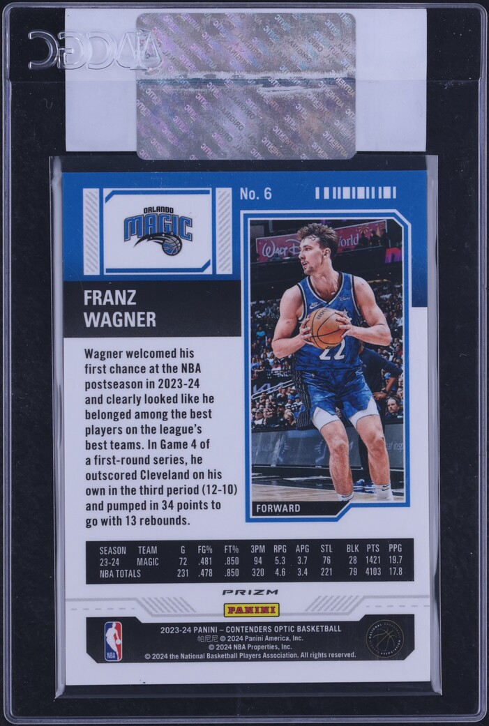 2023 Panini Contenders Optic Red Franz Wagner #6 CGC AUTH