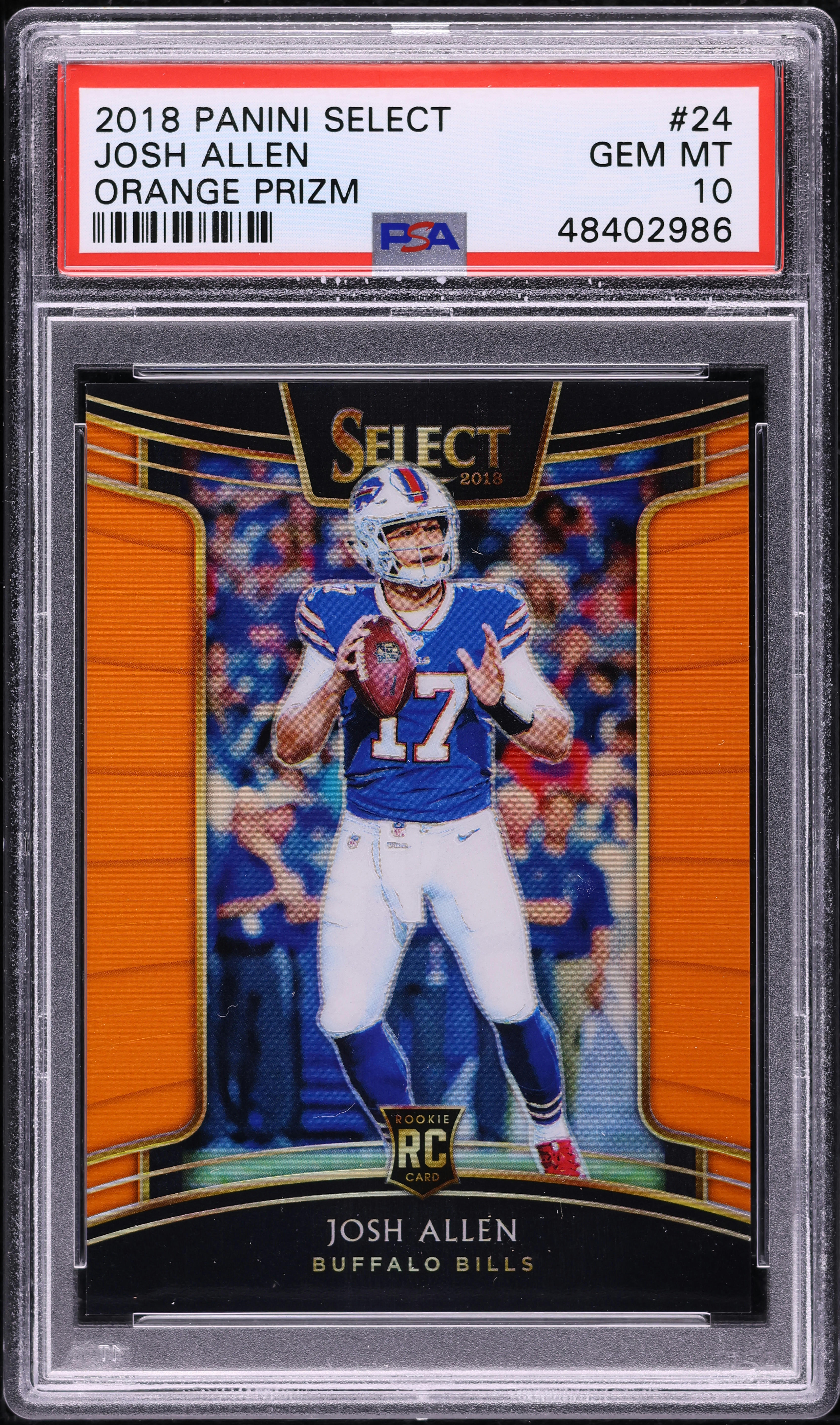 2018 Select Orange Prizm Josh Allen ROOKIE /49 #24 PSA 10 GEM MINT