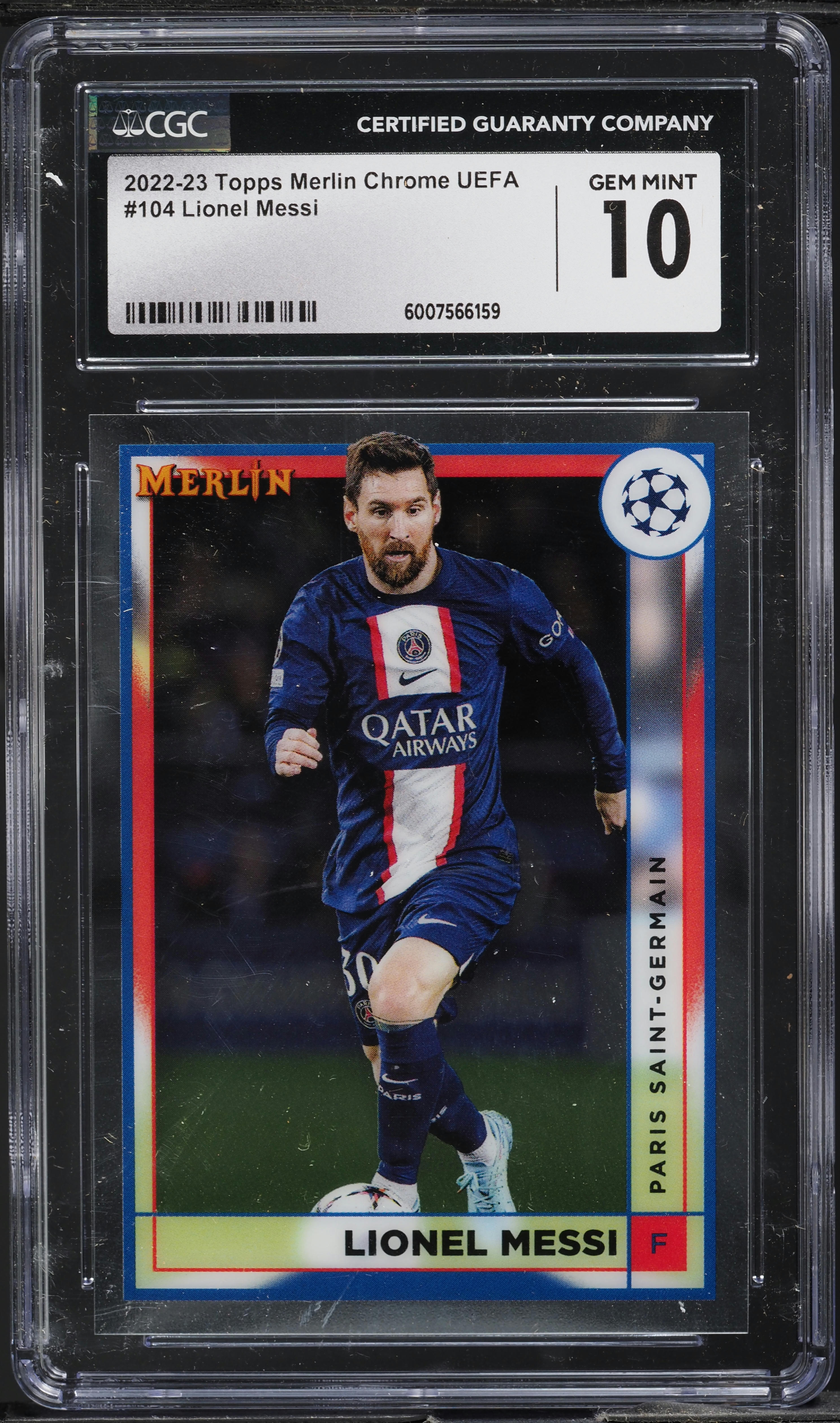 2022 Topps Merlin Chrome UEFA Lionel Messi #104 CGC 10 GEM MINT on