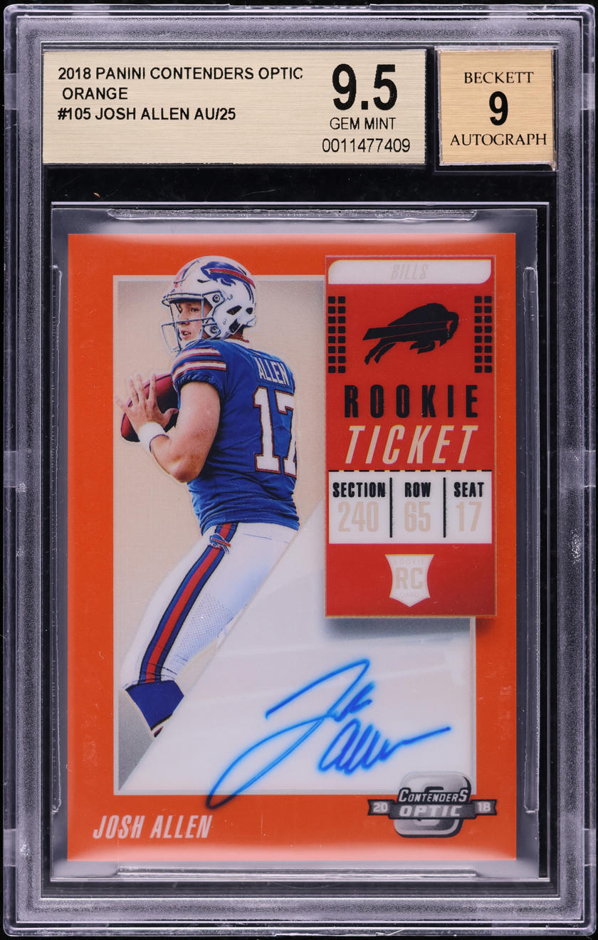 2018 Panini Contenders Optic Orange Josh Allen ROOKIE AUTO /25 #105 BGS 9.5 GEM
