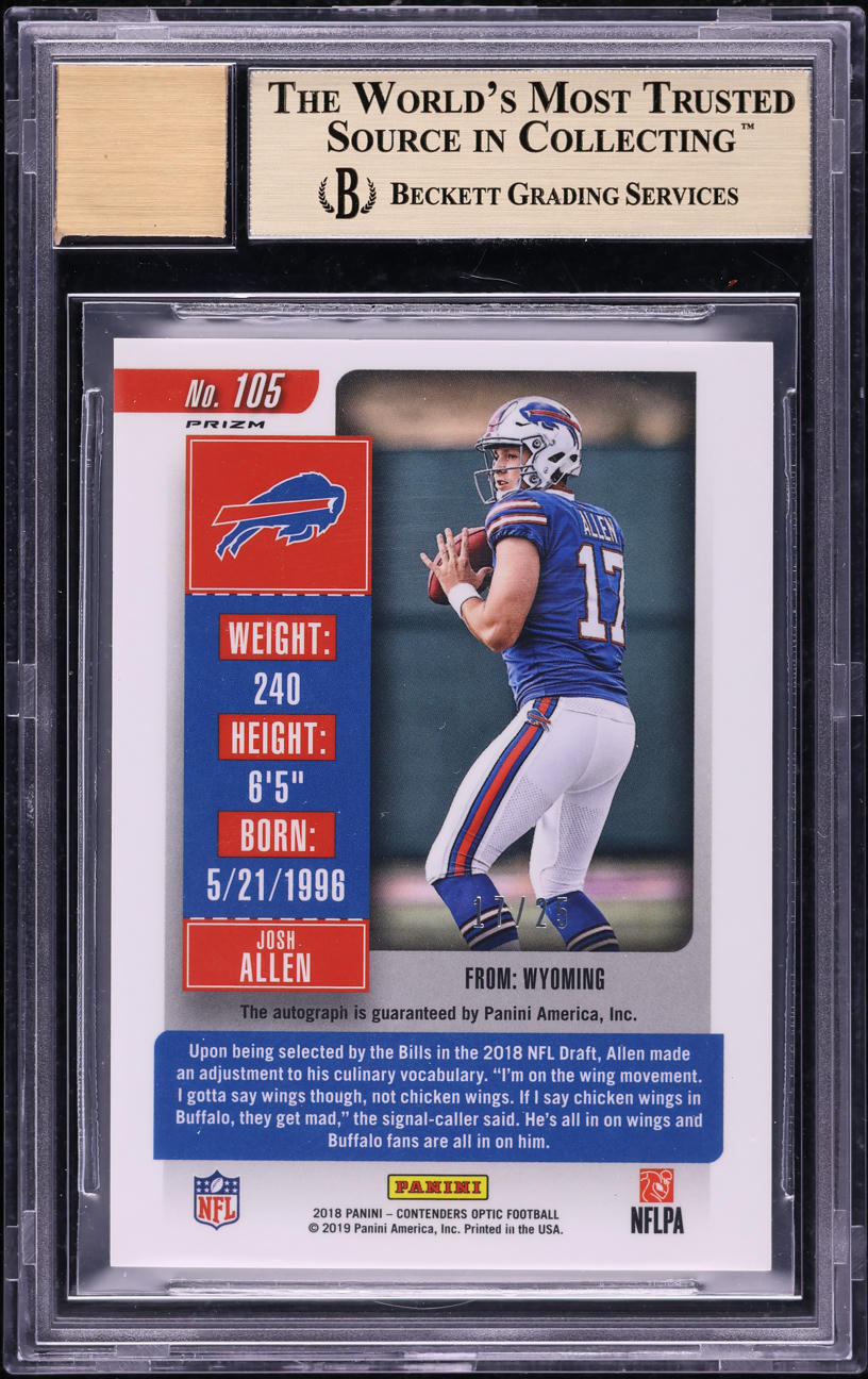 2018 Panini Contenders Optic Orange Josh Allen ROOKIE AUTO /25