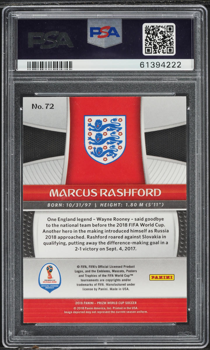 2018 Panini Prizm World Cup Marcus Rashford #72 PSA 8 NM-MT